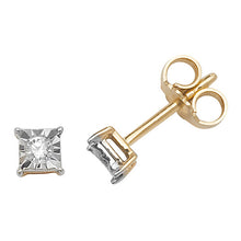 Load image into Gallery viewer, Diamond illusion square stud earrings
