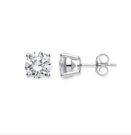 Silver Brilliant Cut Cz 8mm Claw Set Stud