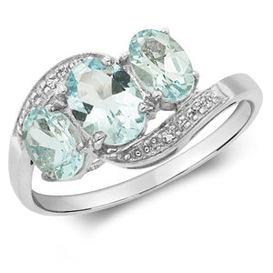 Diamond & Aqua twist ring white gold