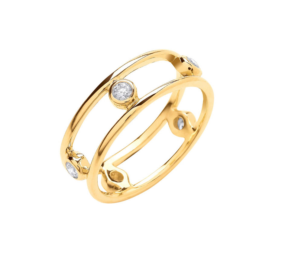 Lushu 9ct Yellow Gold 0.25ctw Diamond Ring