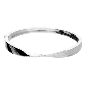 Woman’s hinged silver cubic paved bangle - London Fifth Avenue jewellery  