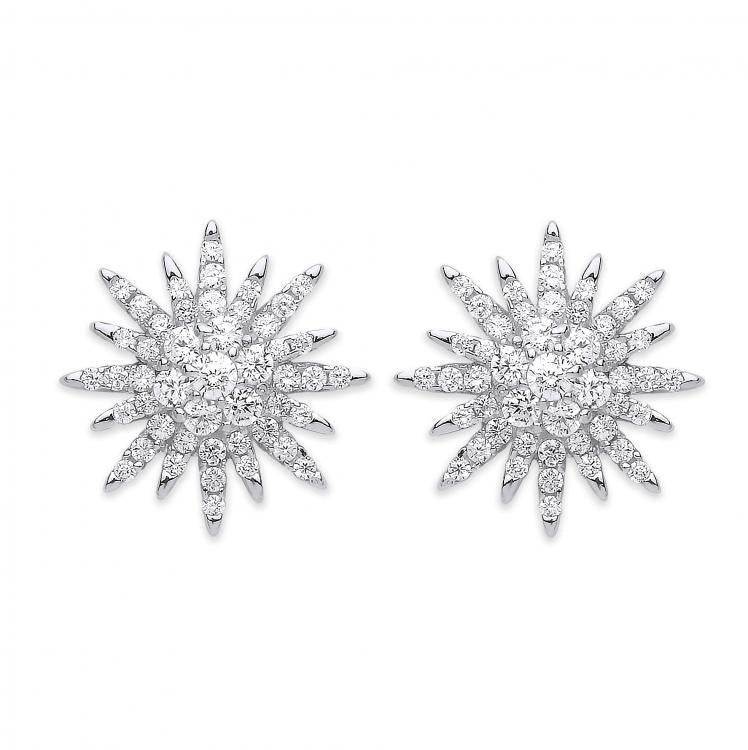 Star burst silver stud - London Fifth Avenue jewellery  
