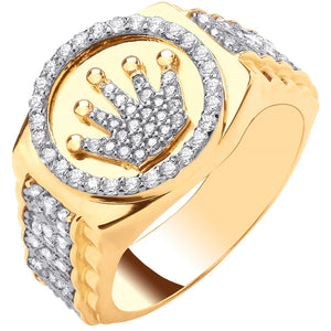 Gents gold crown ring