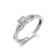 9ct White Gold 0.20ct Diamond Solltaire Style Ring