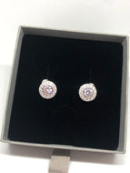 Large halo silver studs - London Fifth Avenue jewellery  