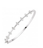 Silver Cubic Zirconia Oval Stone Bangle