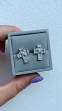 Load image into Gallery viewer, Silver kissing cross Iconic stud earrings
