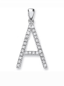 9ct White Gold 0.20ct Diamond A Initial - London Fifth Avenue jewellery  
