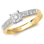 Brilliant range set shoulders yellow gold diamond ring