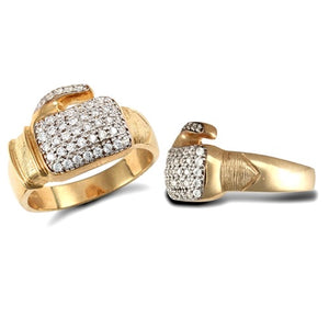 9ct Yellow Gold Cubic Zirconia Boxing Glove Ring - London Fifth Avenue jewellery  