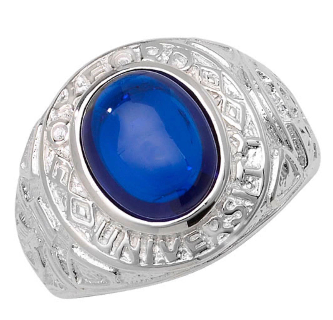 Gents silver 925 blue gem collage ring