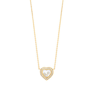 Floating cz diamond 9ct gold heart & chain