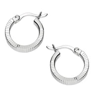 Ribbed silver hoop earrings