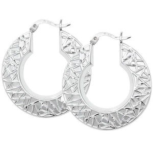 SILVER CREOLE EARRINGS - London Fifth Avenue jewellery  