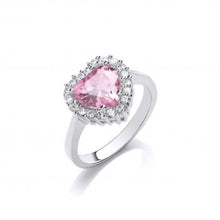 Load image into Gallery viewer, Pink stone heart ring size L-Q - London Fifth Avenue jewellery  
