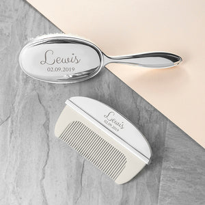 Comb and brush set silver plated - London Fifth Avenue jewellery  