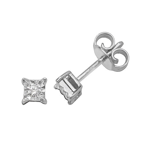 Diamond illusion square stud earrings