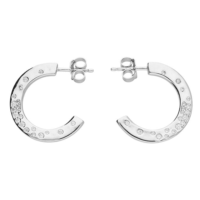 Cubic zirconia flat hoop earrings