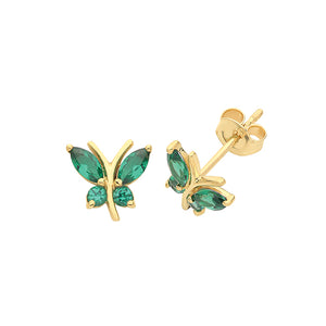 Butterfly stud earrings yellow gold