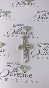 Silver cz Baguette cross pendant