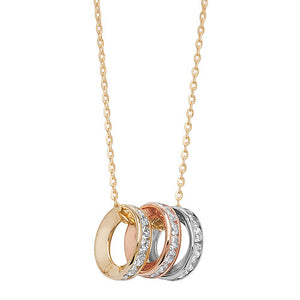 Three ring yellow,rose,white gold necklet ladies chain