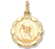 Yellow gold hollow Madonna pendant