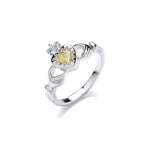 Claddagh Ring yellow cubic stone - London Fifth Avenue jewellery  