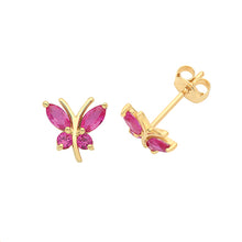 Load image into Gallery viewer, Butterfly stud earrings yellow gold

