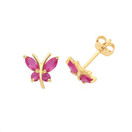 Butterfly stud earrings yellow gold