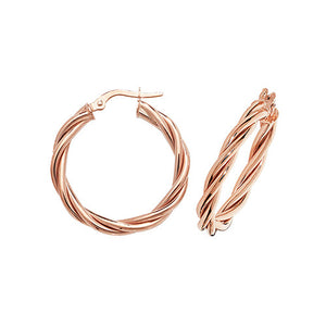Rose gold 20mm twisted hoops