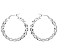 Flat curb link hoop earrings
