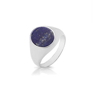 Oval lapis silver signet ring