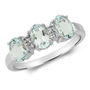 Aqua & Diamond white gold ring