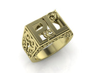 Bespoke Inital ring 9ct gold - London Fifth Avenue jewellery  