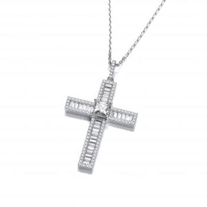 Louis Baguette silver cross pendant - London Fifth Avenue jewellery  