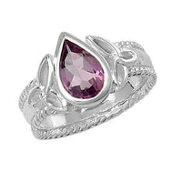 SILVER LADIES CELTIC DSIGN AMETHYST RING - London Fifth Avenue jewellery  