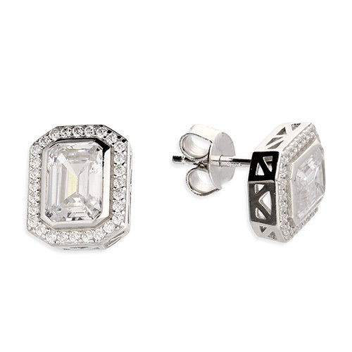 CeCe silver cubic zirconia stud earrings - London Fifth Avenue jewellery  