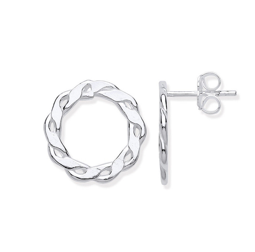 Infinity link circle stud earrings