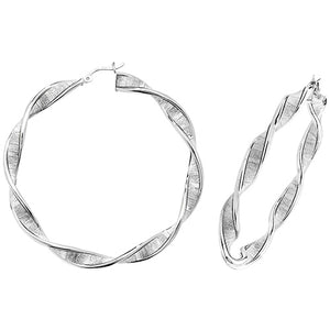 Moondust 50mm twisted hoop silver earrings