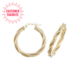 Yellow gold 20mm twisted hoops
