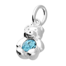 Load image into Gallery viewer, March birthstone crystal bear pendant + earring set
