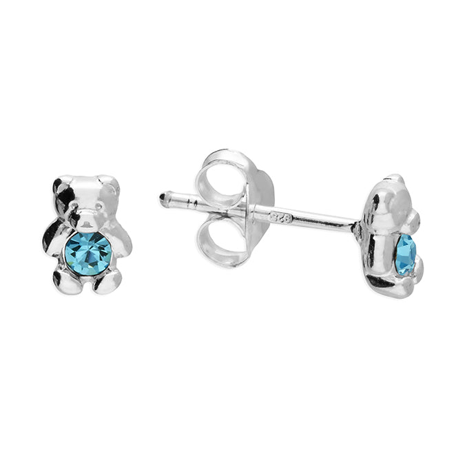 March birthstone crystal bear pendant + earring set