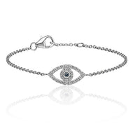 Silver small fine open all seeing eye bracelet